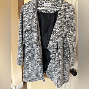 Calvin Klein Black and White Chevron Cardigan/Jacket